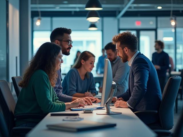 Modern tech startup team collaborating