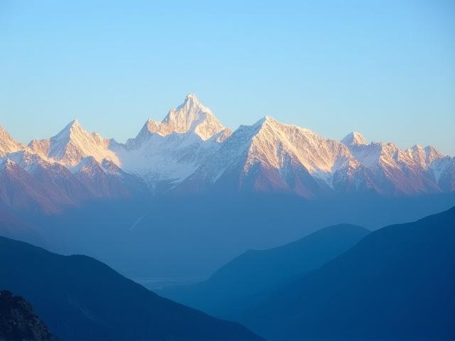Snow-capped Himalayan peaks at sunrise